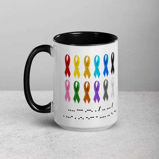 Colorful Hope Is Everything Ribbon & Morse Code Mug Coffee Tea Hot Drink Gift for Men Women Mom Dad Brother Sister