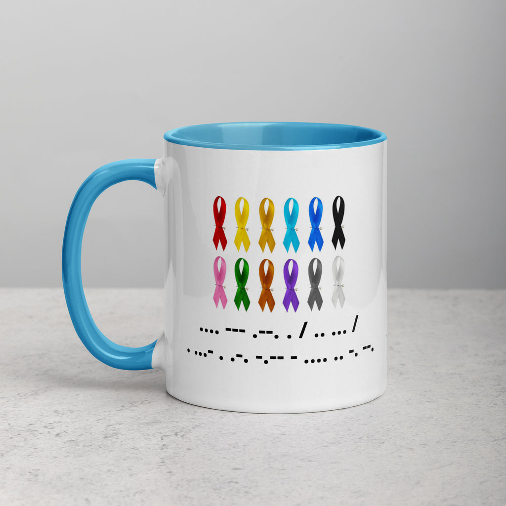 Hope Is Everything | Coffee Mug Colorful Ribbon & Morse Code Tea Hot Drink Gift for Men Women Mom Dad Brother Sister