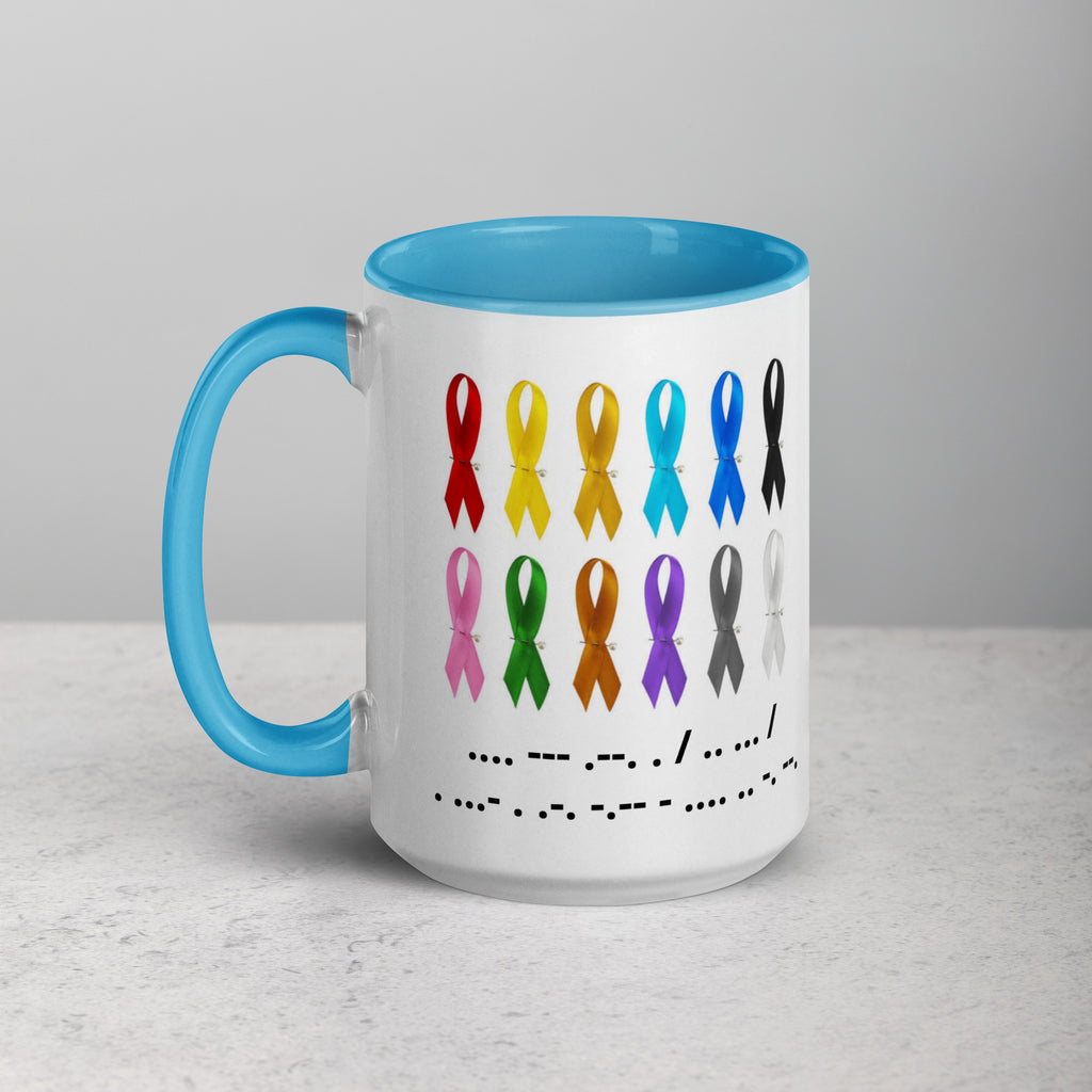 Hope Is Everything | Coffee Mug Colorful Ribbon & Morse Code Tea Hot Drink Gift for Men Women Mom Dad Brother Sister