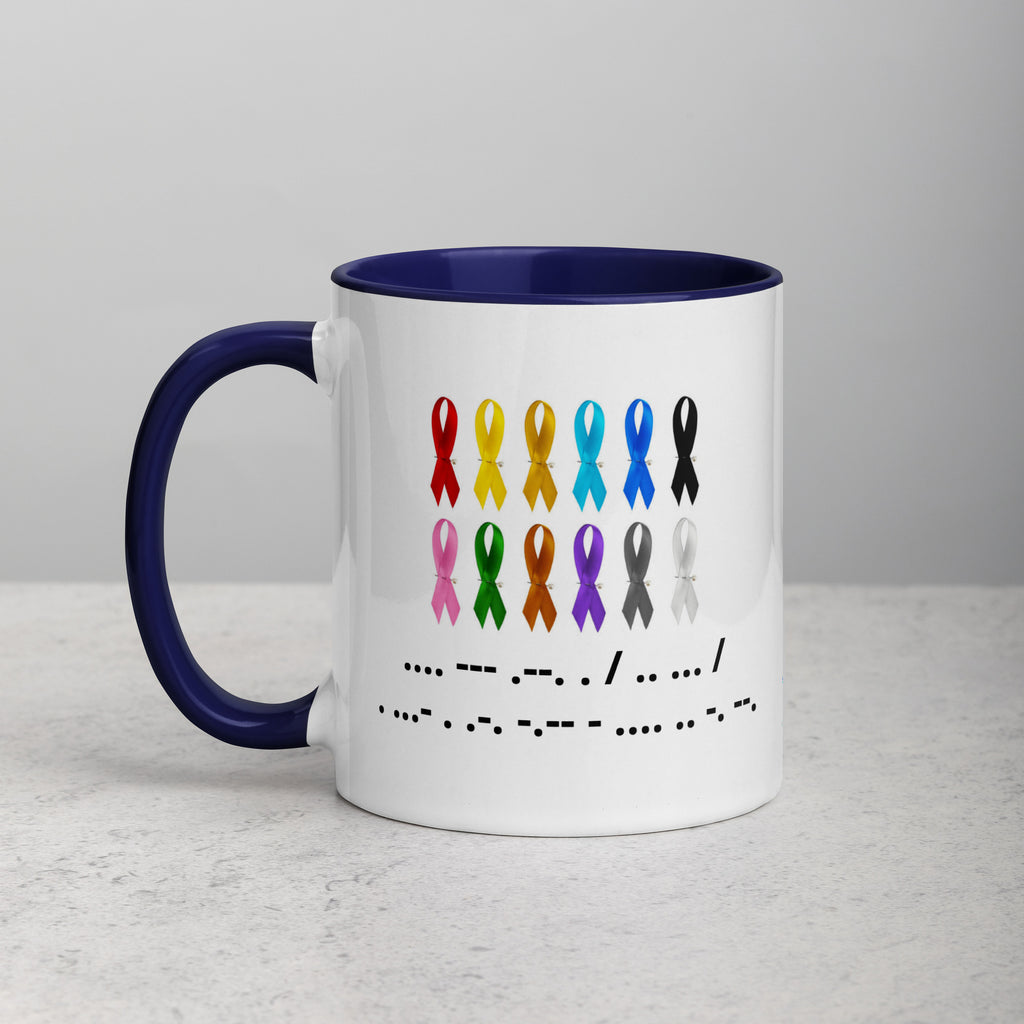 Hope Is Everything | Coffee Mug Colorful Ribbon & Morse Code Tea Hot Drink Gift for Men Women Mom Dad Brother Sister