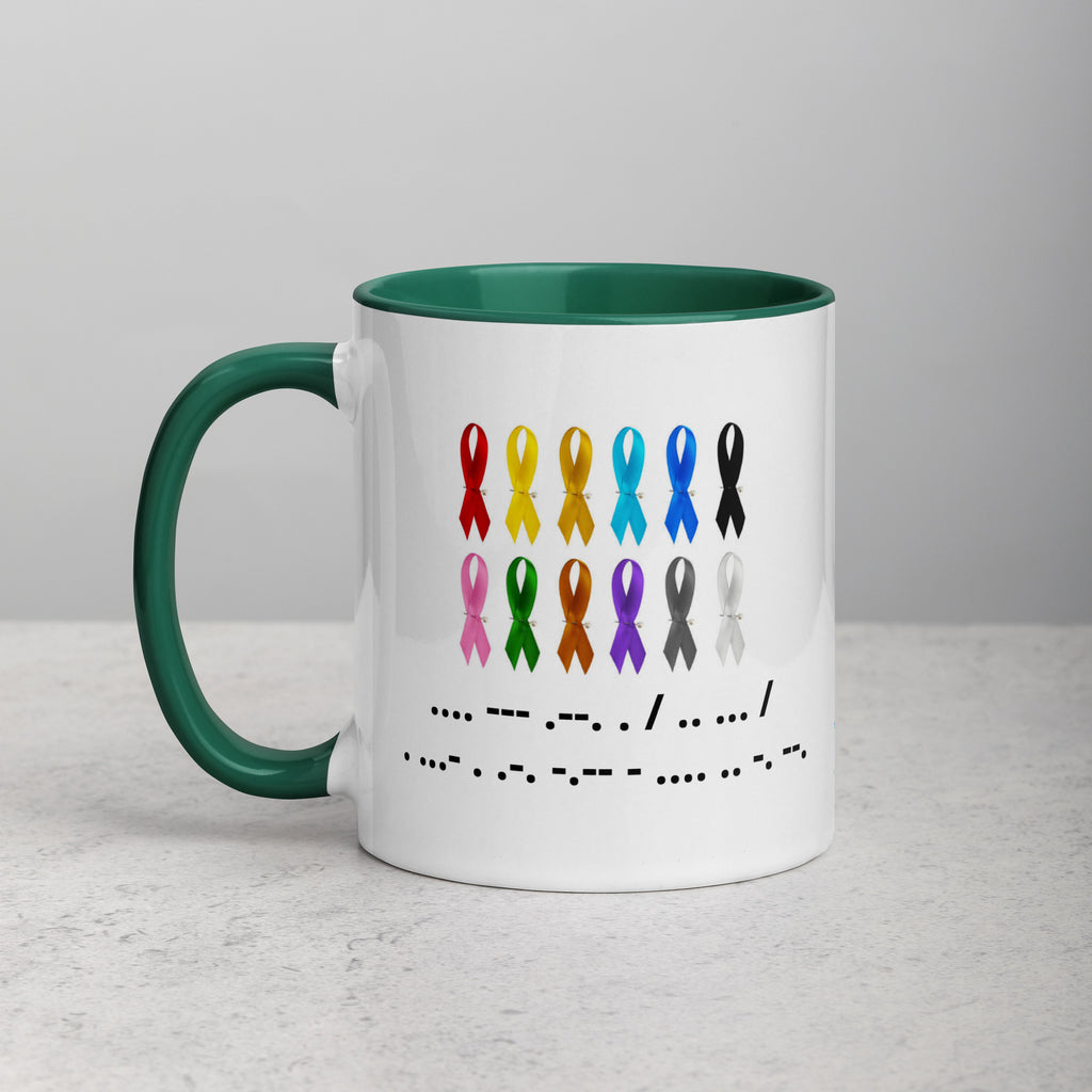 Hope Is Everything | Coffee Mug Colorful Ribbon & Morse Code Tea Hot Drink Gift for Men Women Mom Dad Brother Sister