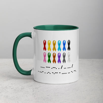 Colorful Hope Is Everything Ribbon & Morse Code Mug Coffee Tea Hot Drink Gift for Men Women Mom Dad Brother Sister