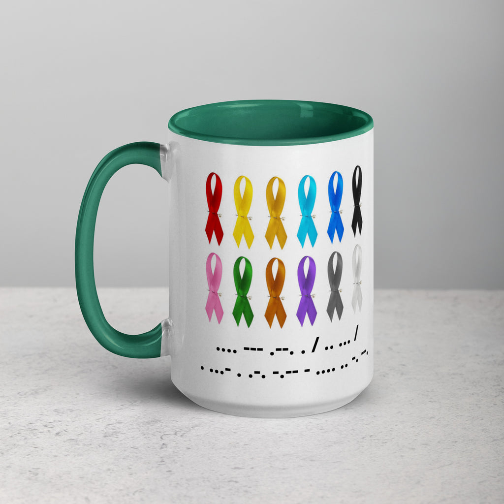 Hope Is Everything | Coffee Mug Colorful Ribbon & Morse Code Tea Hot Drink Gift for Men Women Mom Dad Brother Sister