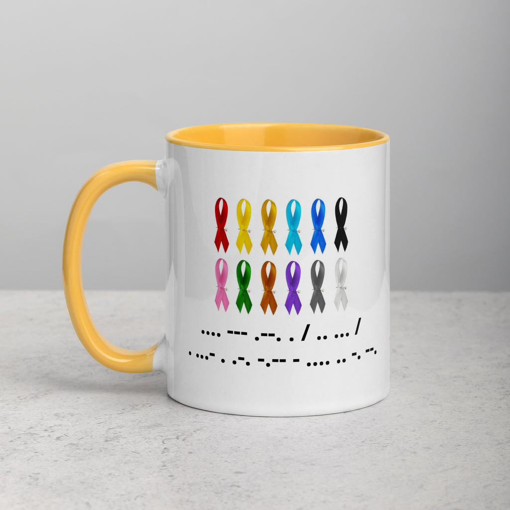 Hope Is Everything | Coffee Mug Colorful Ribbon & Morse Code Tea Hot Drink Gift for Men Women Mom Dad Brother Sister