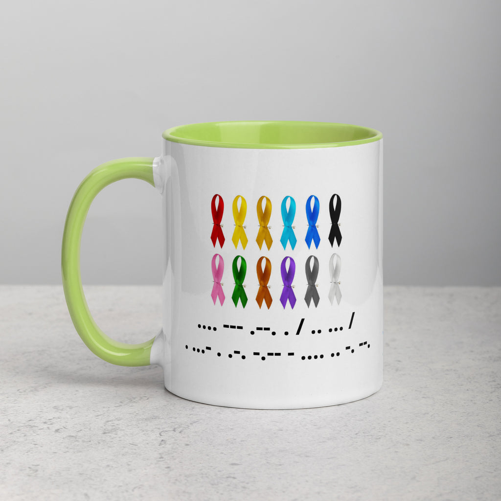 Hope Is Everything | Coffee Mug Colorful Ribbon & Morse Code Tea Hot Drink Gift for Men Women Mom Dad Brother Sister