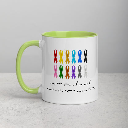 Colorful Hope Is Everything Ribbon & Morse Code Mug Coffee Tea Hot Drink Gift for Men Women Mom Dad Brother Sister