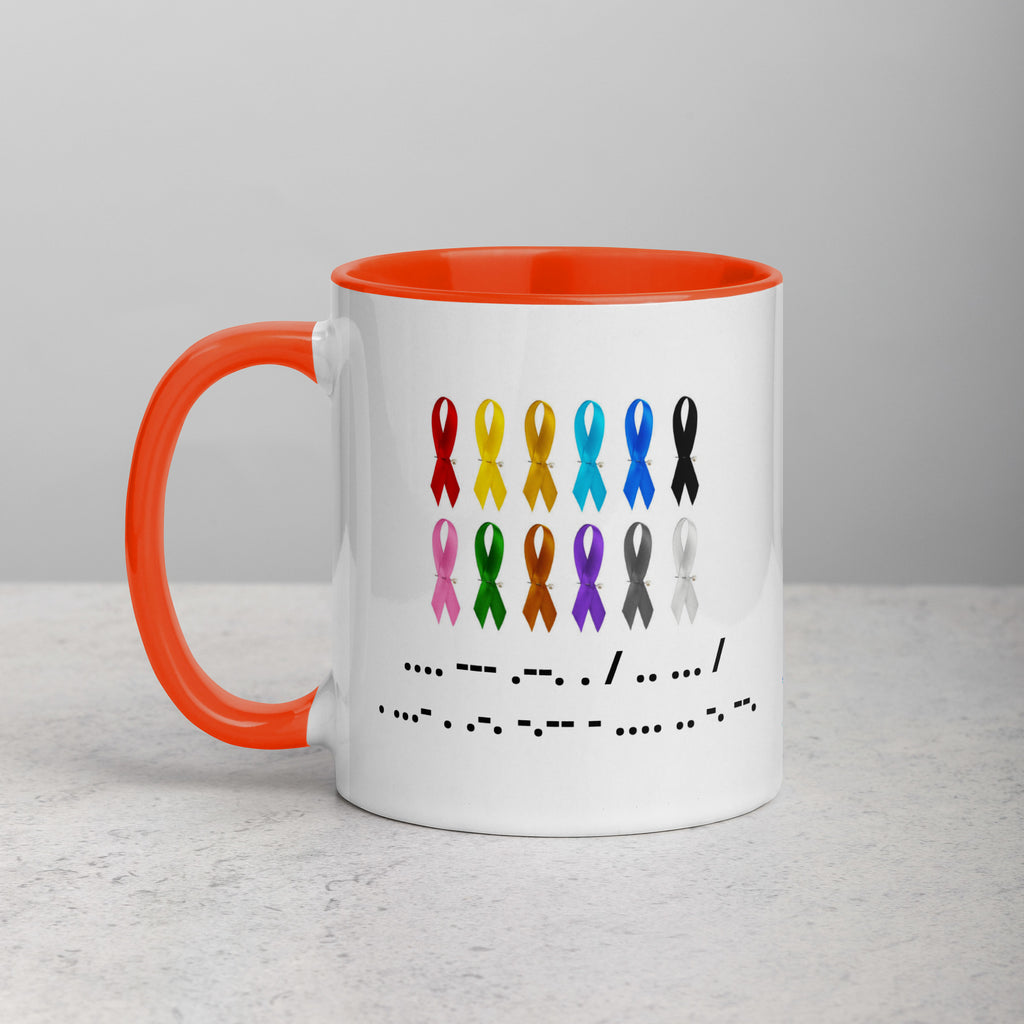 Hope Is Everything | Coffee Mug Colorful Ribbon & Morse Code Tea Hot Drink Gift for Men Women Mom Dad Brother Sister
