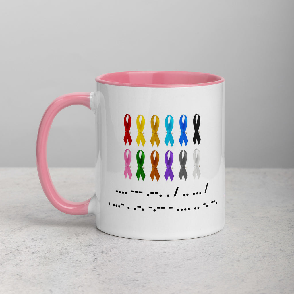 Hope Is Everything | Coffee Mug Colorful Ribbon & Morse Code Tea Hot Drink Gift for Men Women Mom Dad Brother Sister
