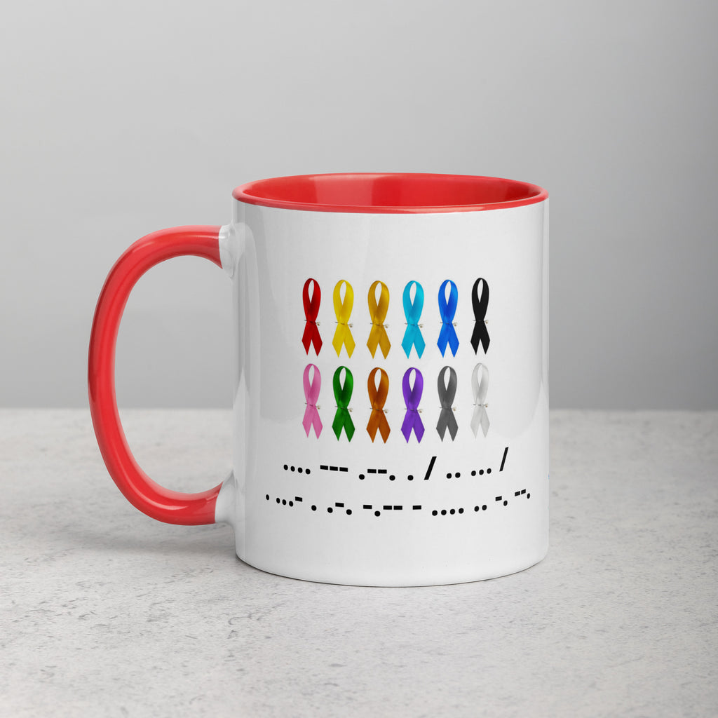 Hope Is Everything | Coffee Mug Colorful Ribbon & Morse Code Tea Hot Drink Gift for Men Women Mom Dad Brother Sister