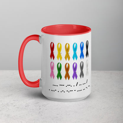 Colorful Hope Is Everything Ribbon & Morse Code Mug Coffee Tea Hot Drink Gift for Men Women Mom Dad Brother Sister