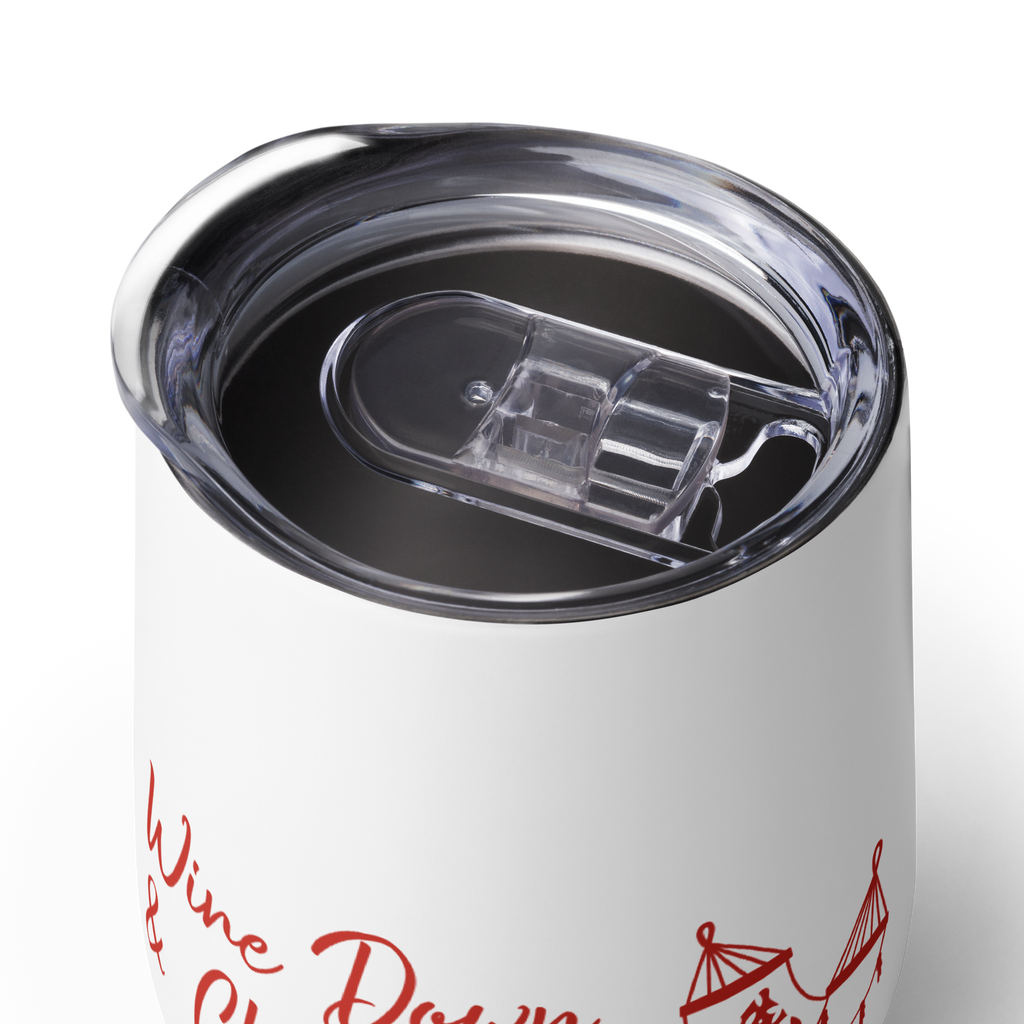 Wine Down Chill Out | Wine Tumbler Hammock Double Walled Cup Stainless Steel Friends Girlfriend Coworker Wine Clubs Funny Saying Gift 12 oz