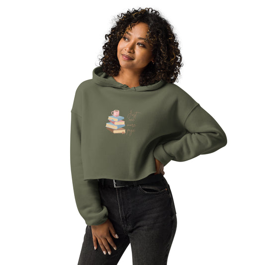 Women's Long Sleeve Pullover Graphic Crop Top Hoodie Sweatshirt Just One More Page Book Lover BookTok Fashion Gift Cozy Ladies Teen Casual