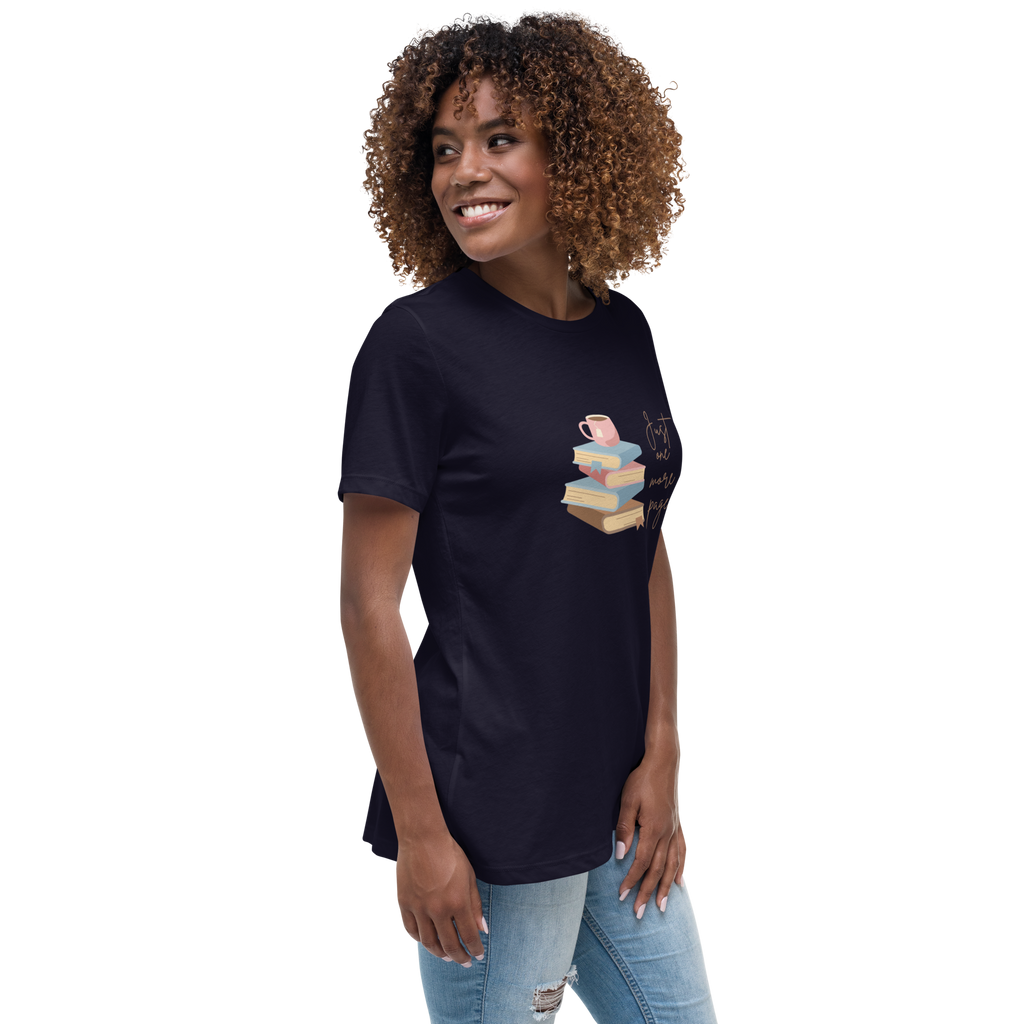 Just One More Page | T-Shirt Soft Women's Short Sleeve Graphic Cotton Book Lovers Ladies Relaxed Fit Top Casual Tee BookTok Cute Funny Teen