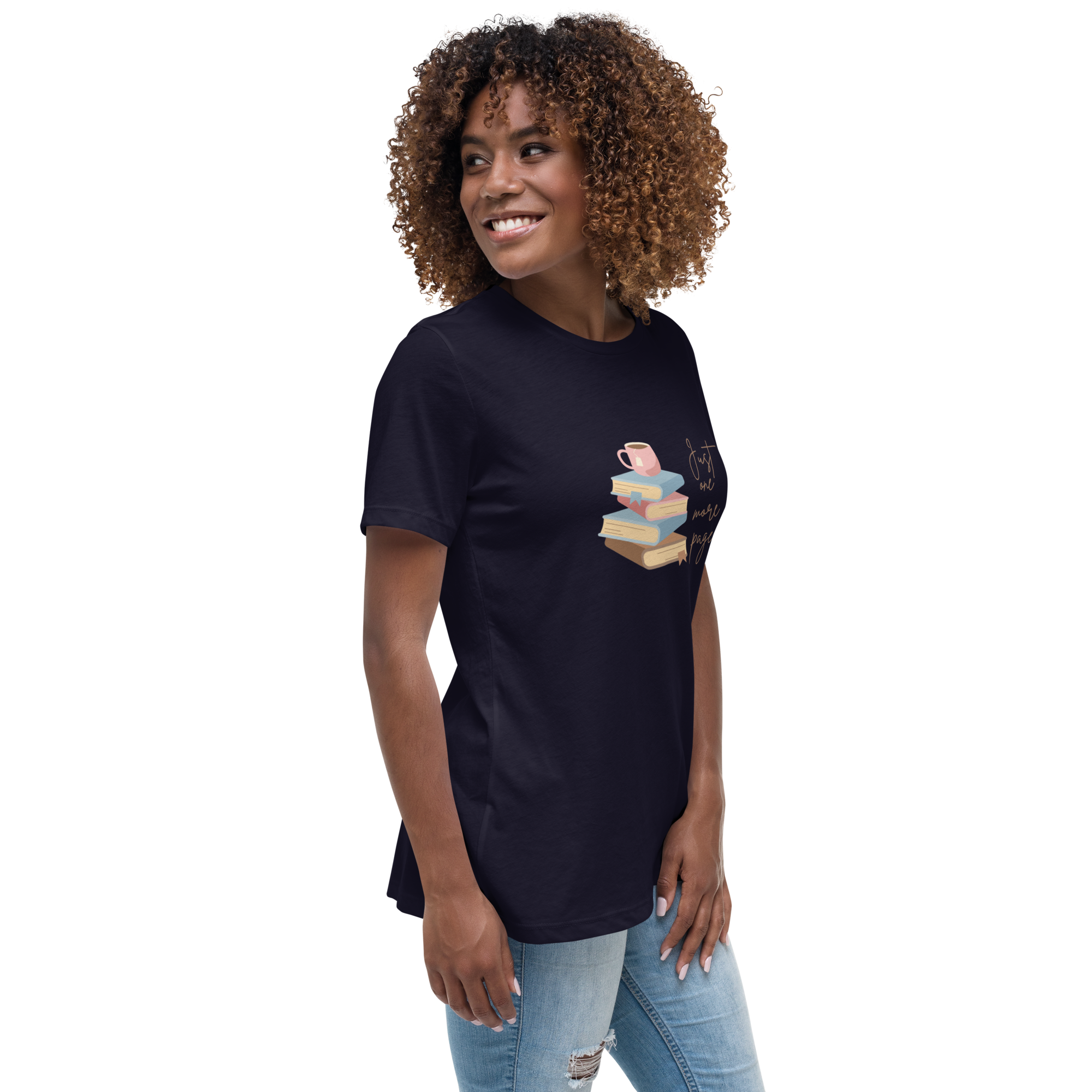 Just One More Page | T-Shirt Soft Women's Short Sleeve Graphic Cotton Book Lovers Ladies Relaxed Fit Top Casual Tee BookTok Cute Funny Teen