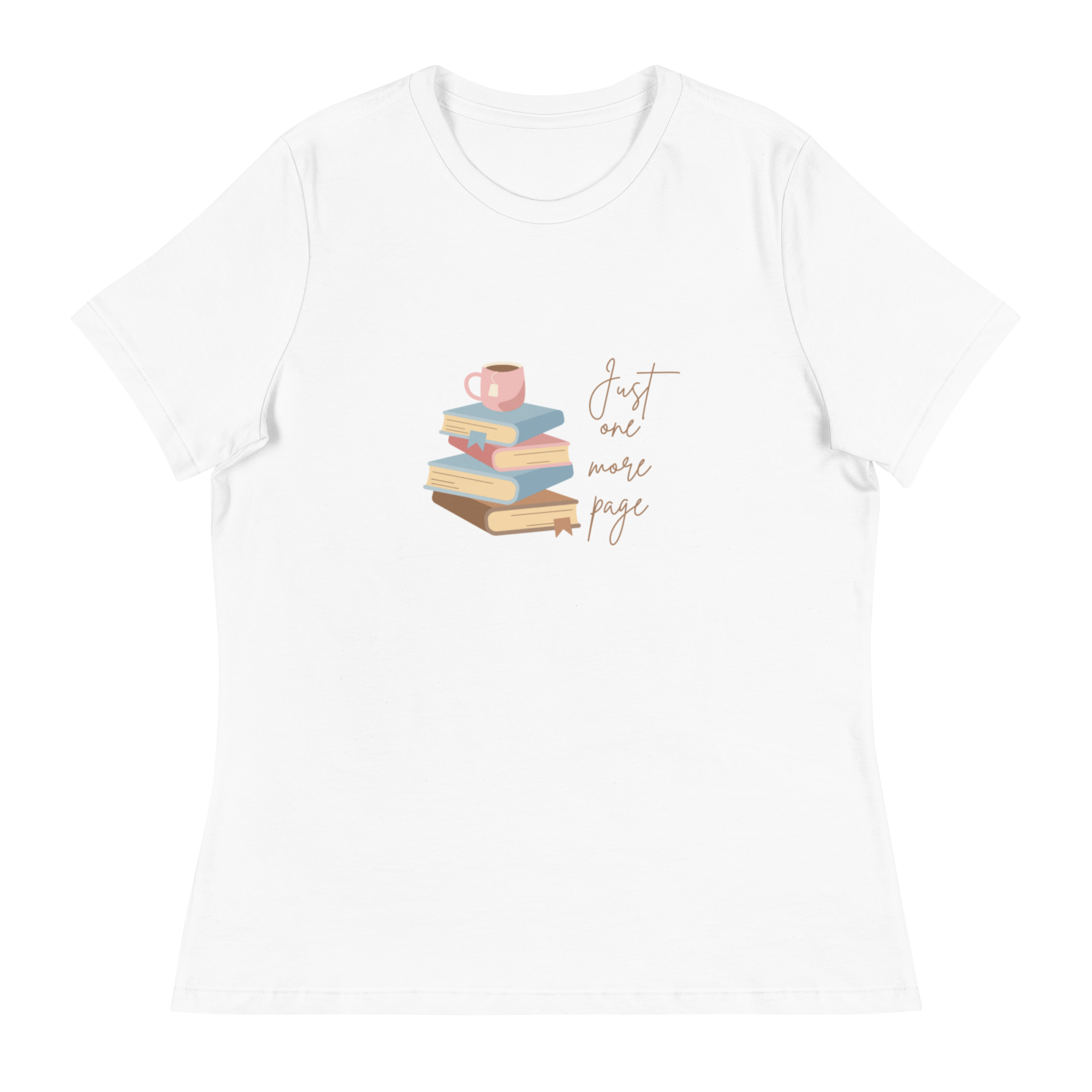 Just One More Page | T-Shirt Soft Women's Short Sleeve Graphic Cotton Book Lovers Ladies Relaxed Fit Top Casual Tee BookTok Cute Funny Teen
