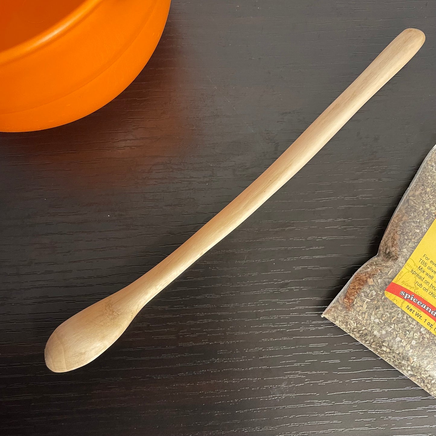Handmade Small Narrow Blade Wooden Spoon, Aspen 9.75"
