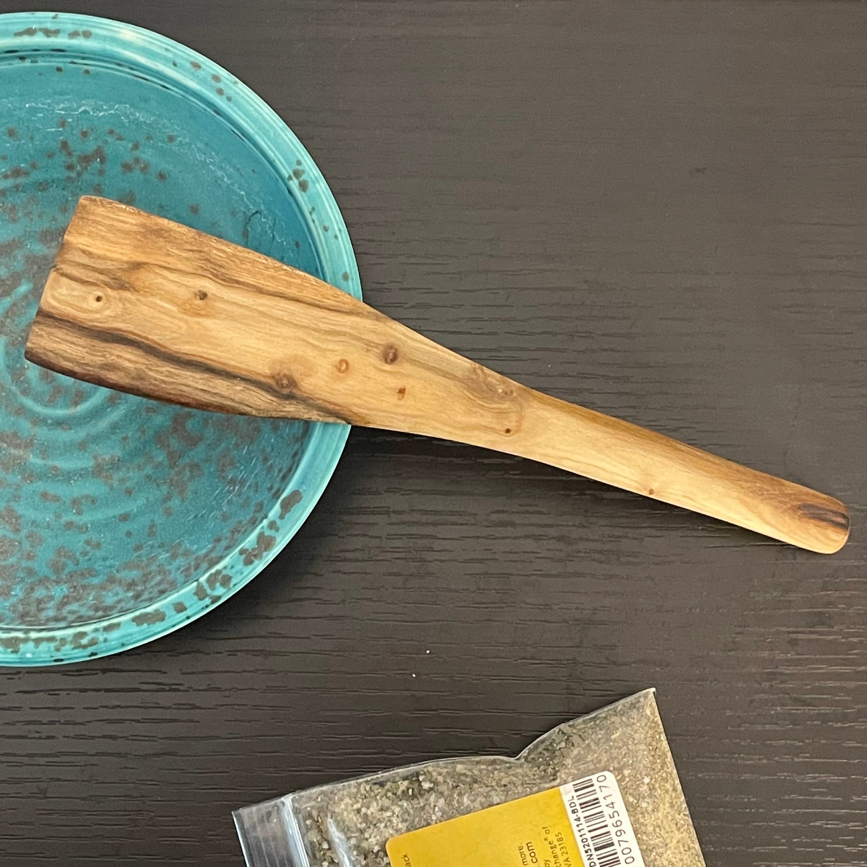 Small Flat Spatula Black Walnut 9" Reclaimed Wood Kitchen Utensil Handmade Pancakes Omelets Eggs