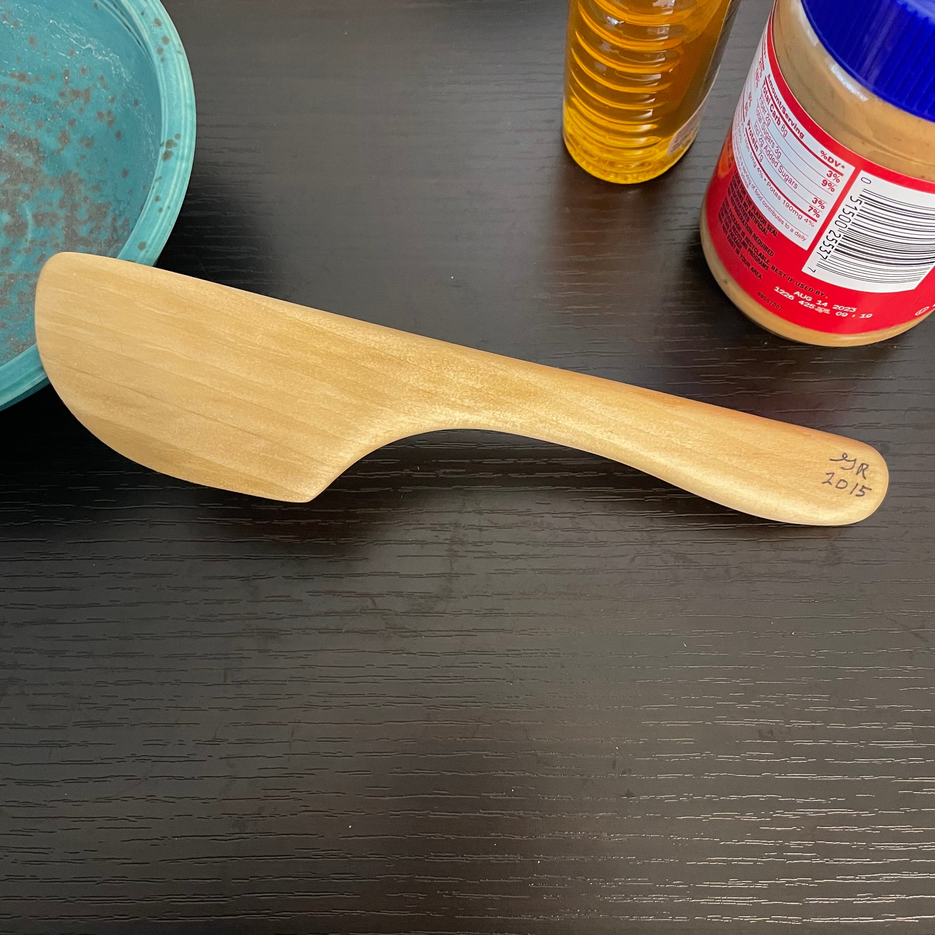 Small Wide Blade Knife Spreader Pecan 9" Reclaimed Wood Kitchen Utensil Handmade Charcuterie