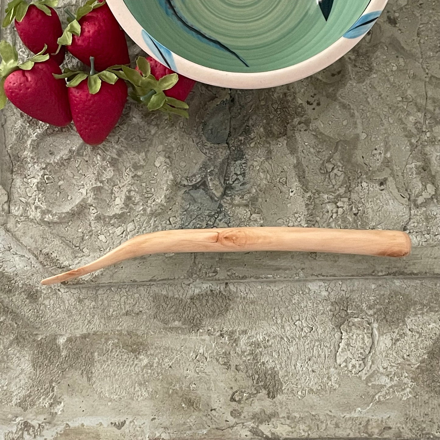 Rustic Rounded Handle Narrowed End Scottish Spurtle Cherry 9" Reclaimed Wood Kitchen Utensil Handmade Hot Drinks Oatmeal Grits