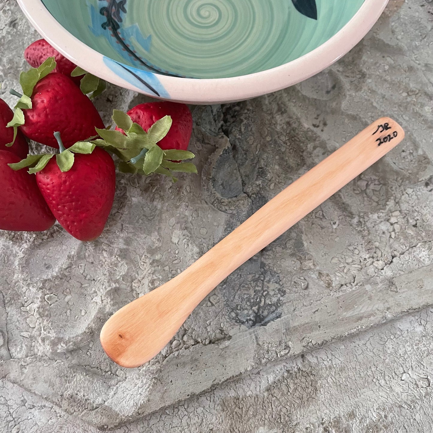 Mini Rounded Spatula Cherry 7.25" Reclaimed Wood Kitchen Utensil Handmade Eggs Vegetables Oatmeal Grits