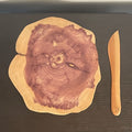 2 Piece Hand Crafted Wood Charcuterie Gift Set Live Edge Cedar Round Snacking Board & Spreader Entertaining Party Hosting Holiday