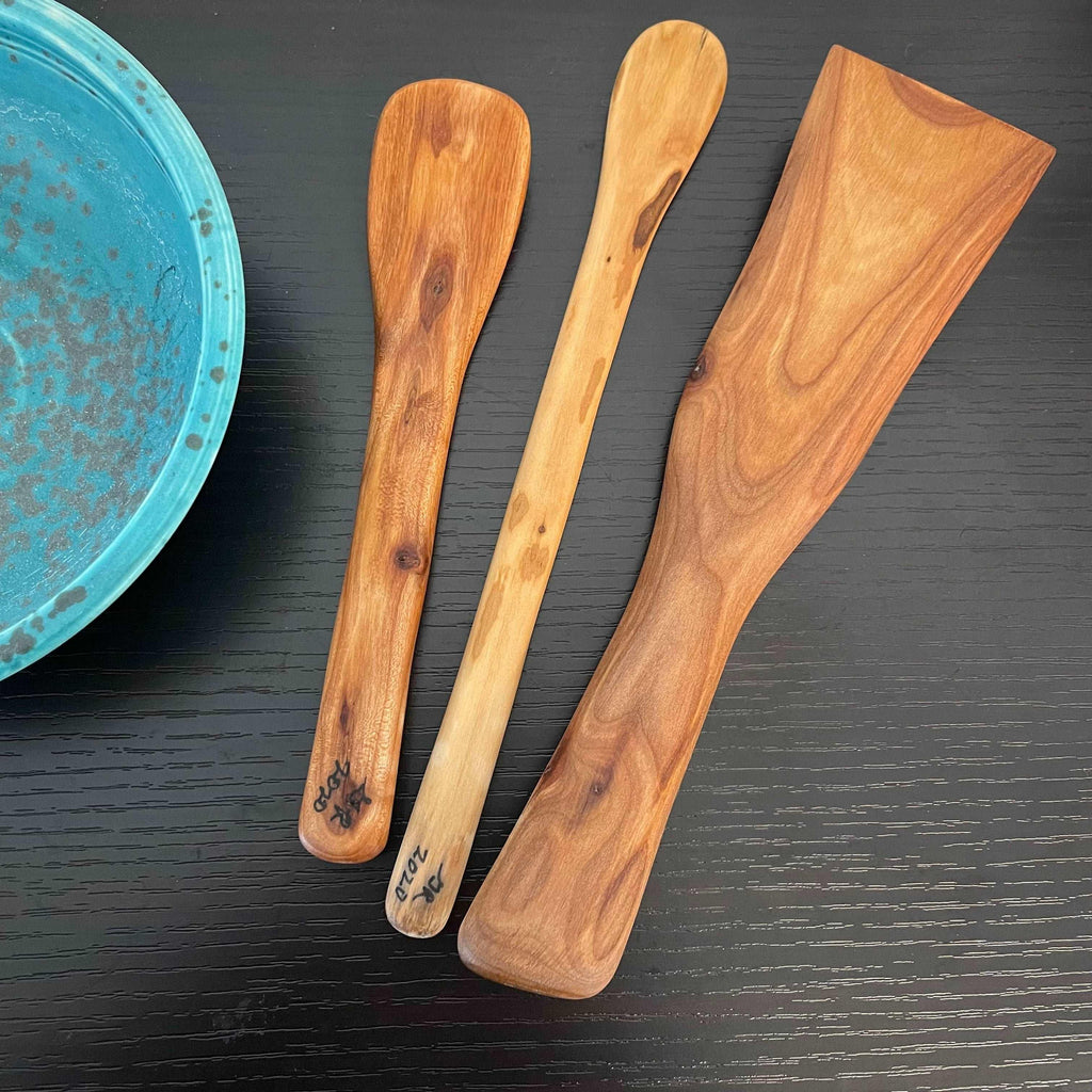 3 Piece Set Handmade Wooden Kitchen Utensil Set, Cherry